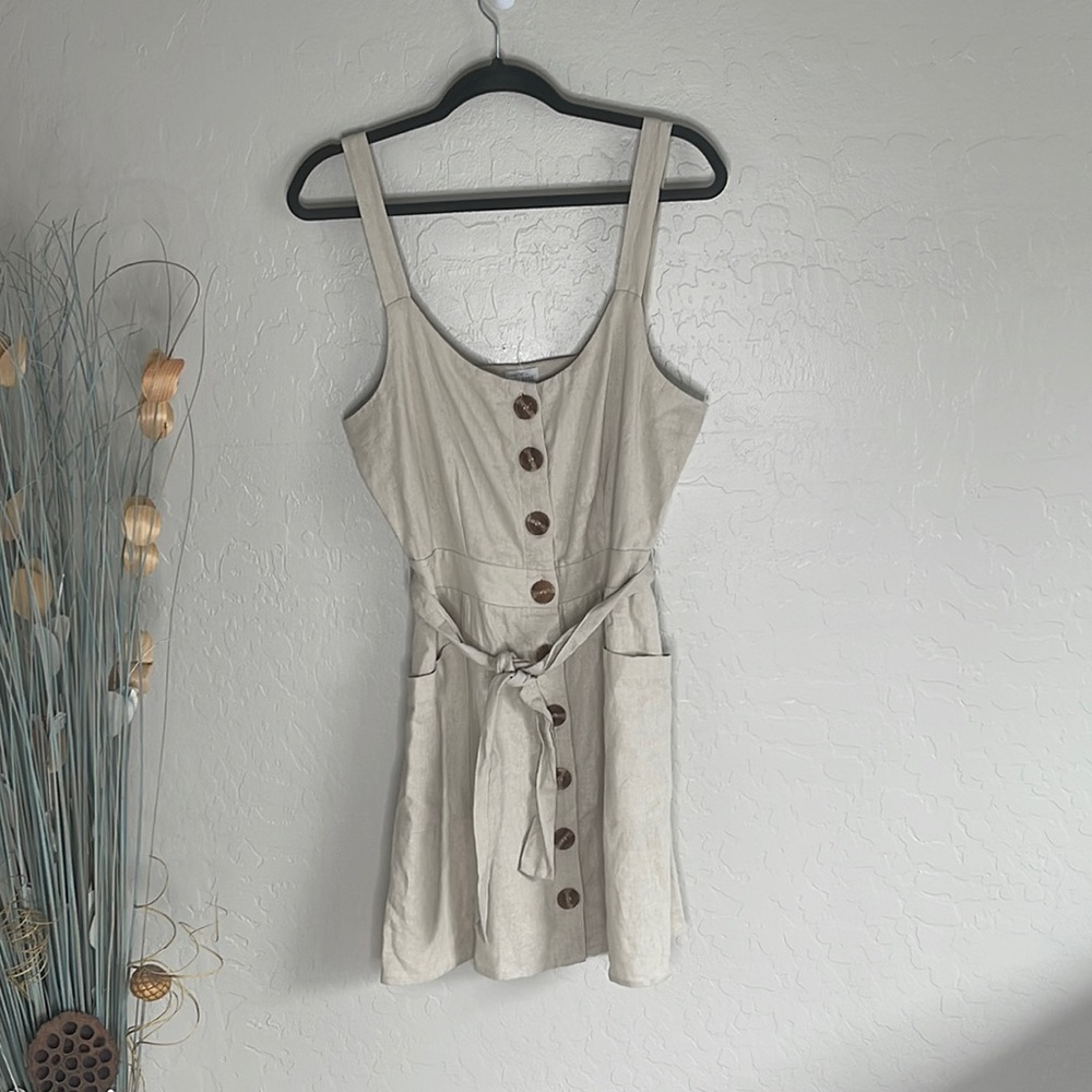 West of Melrose Tilly brand linen tie waist mini dress